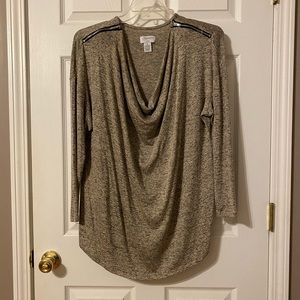 EUC Gray Brown Lightweight Long Sleeve Sweater with Zipper Accents 1X